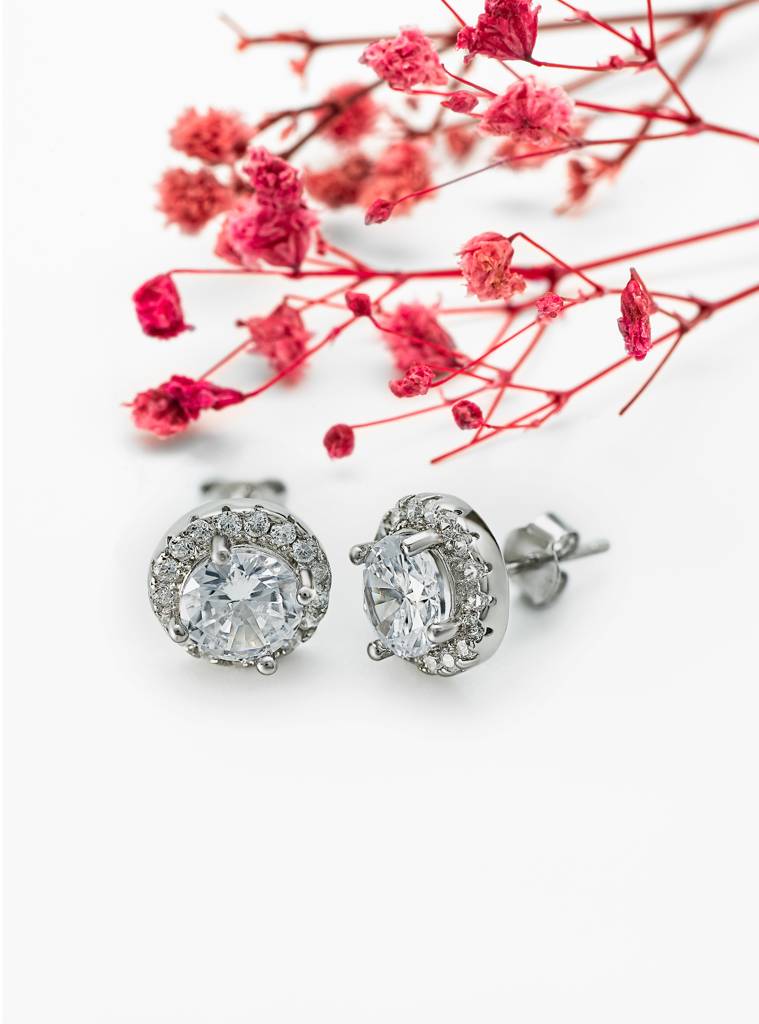 Silberry 925 Sterling Silver Deluxe Crystal Earrings : ER394