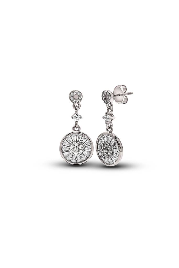 Silberry 925 Sterling Silver Wheel Dangle Earrings : ER539