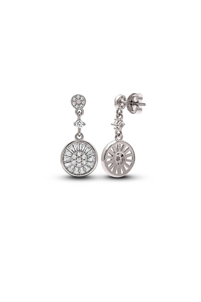 Silberry 925 Sterling Silver Wheel Dangle Earrings : ER539