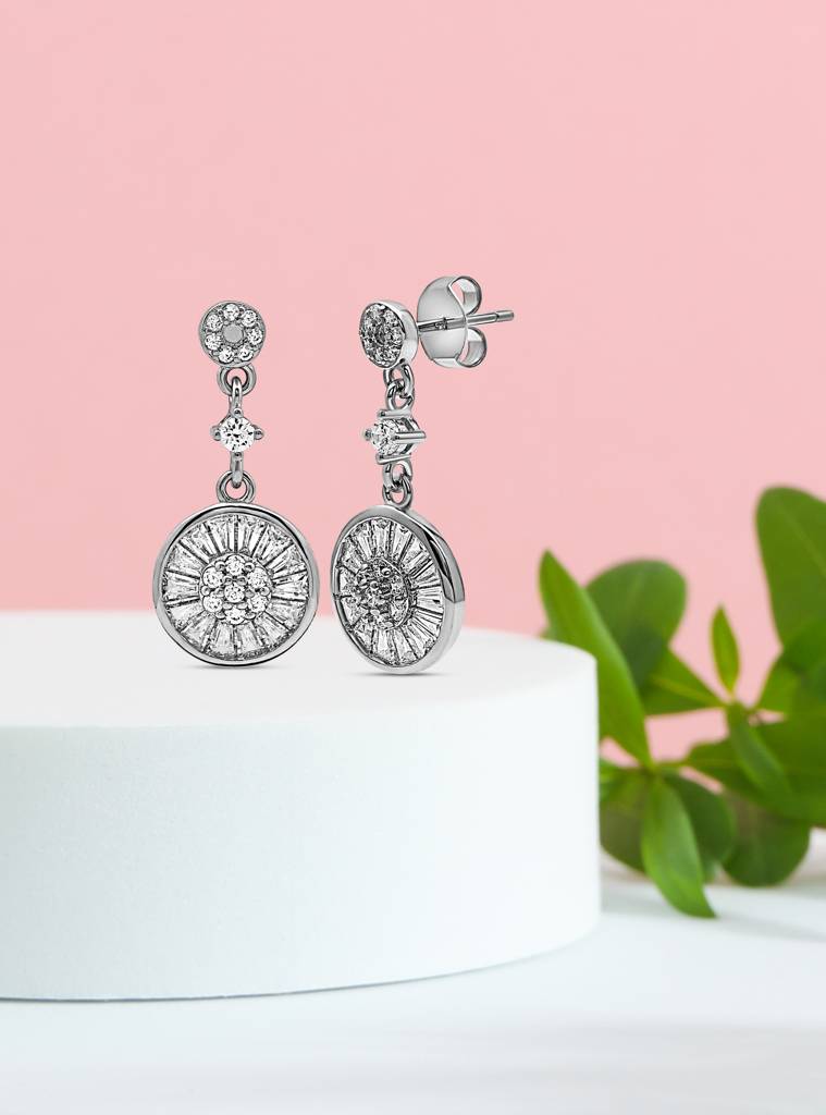 Silberry 925 Sterling Silver Wheel Dangle Earrings : ER539