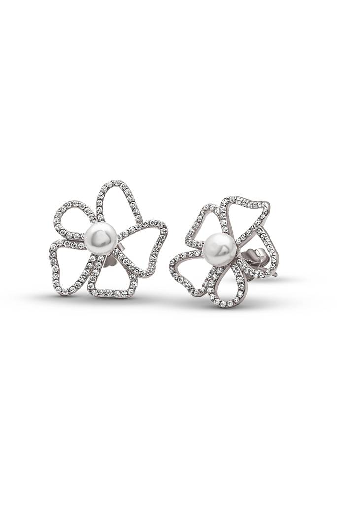 Silberry 925 Sterling Silver Flora Pearl Earrings : ER568