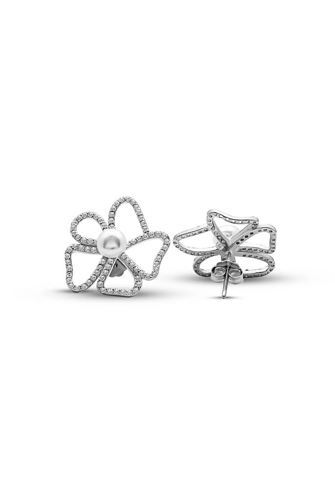 Silberry 925 Sterling Silver Flora Pearl Earrings : ER568
