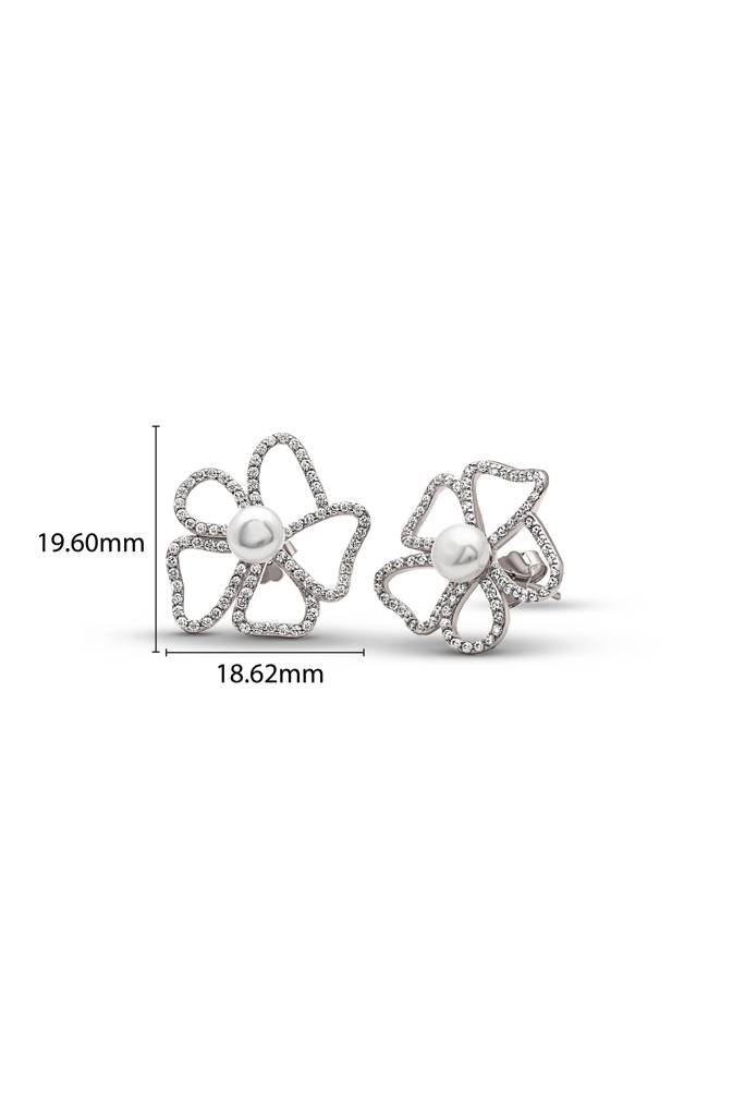Silberry 925 Sterling Silver Flora Pearl Earrings : ER568