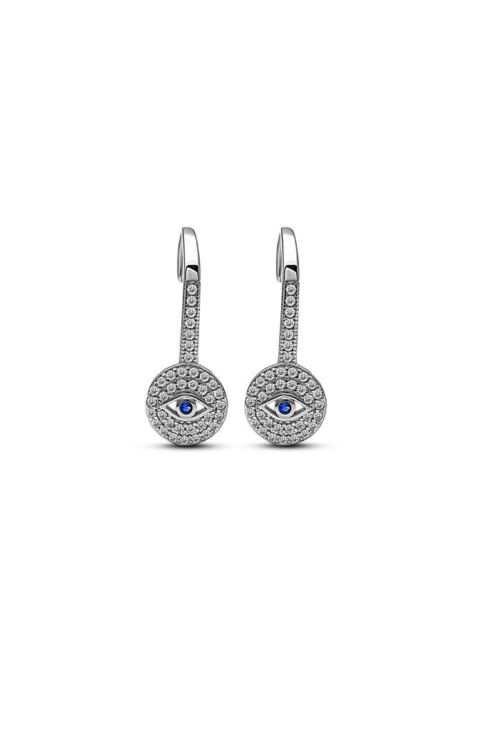 Silberry 925 Sterling Silver Evil Eye Droop Earrings : ER632