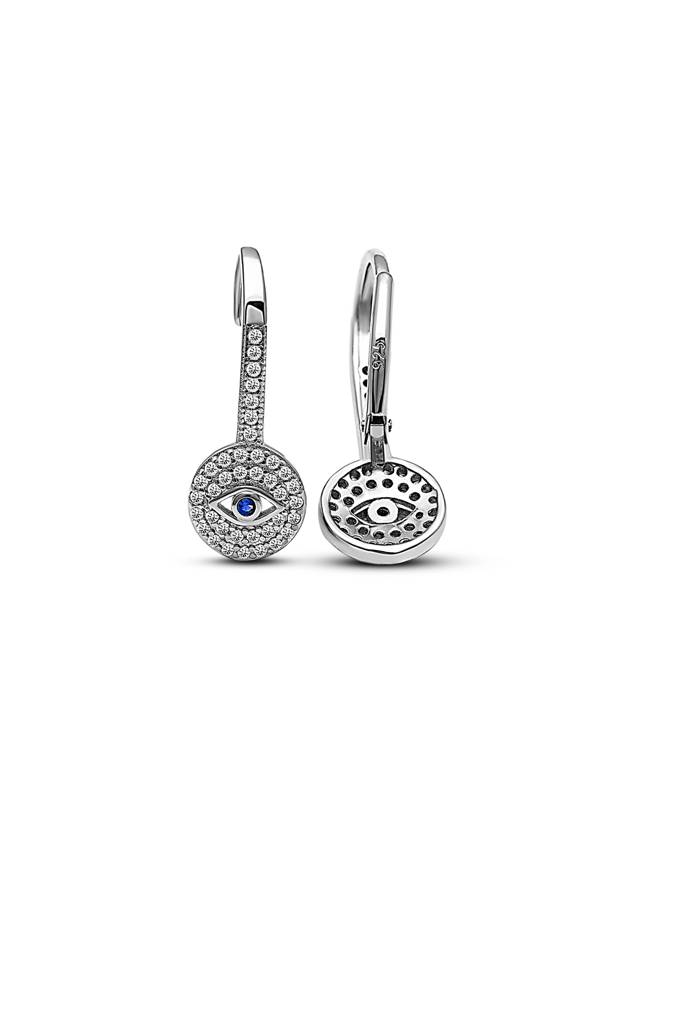 Silberry 925 Sterling Silver Evil Eye Droop Earrings : ER632