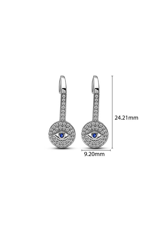 Silberry 925 Sterling Silver Evil Eye Droop Earrings : ER632
