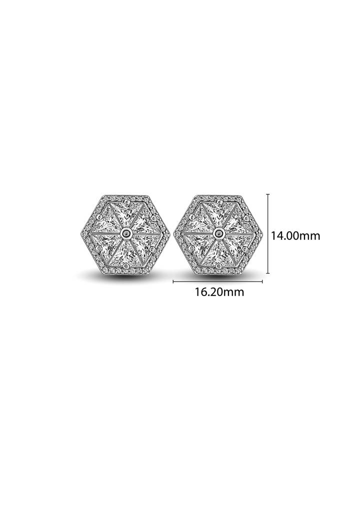 Silberry 925 Sterling Silver Crystal Hexa Earrings : ER658