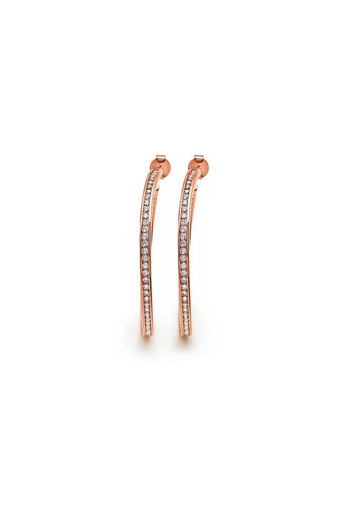 Silberry 925 Sterling Silver Rose Gold Crystal Curl Earrings : ER782