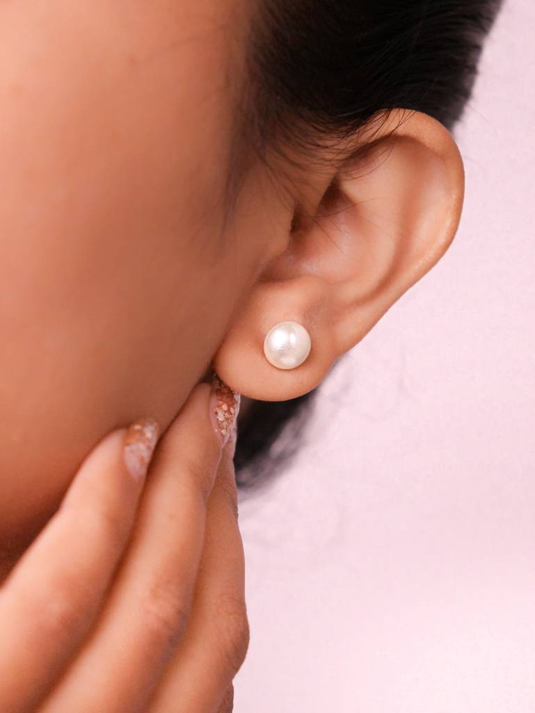 Silberry 925 Sterling Silver Swarovski Creame Pearl 8Mm Earring : ER809