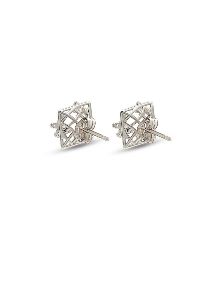 Silberry 925 Sterling Silver Square Jewel Earrings : ER825