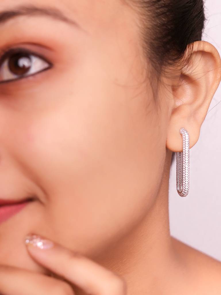 Silberry 925 Sterling Silver Modern Curve Earrings : ER856