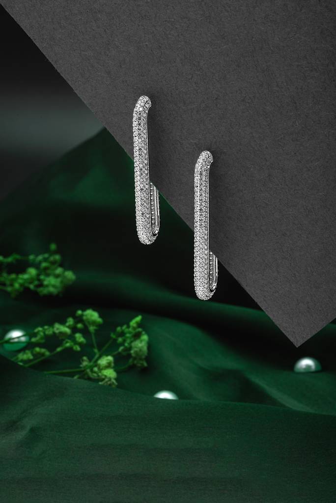 Silberry 925 Sterling Silver Modern Curve Earrings : ER856