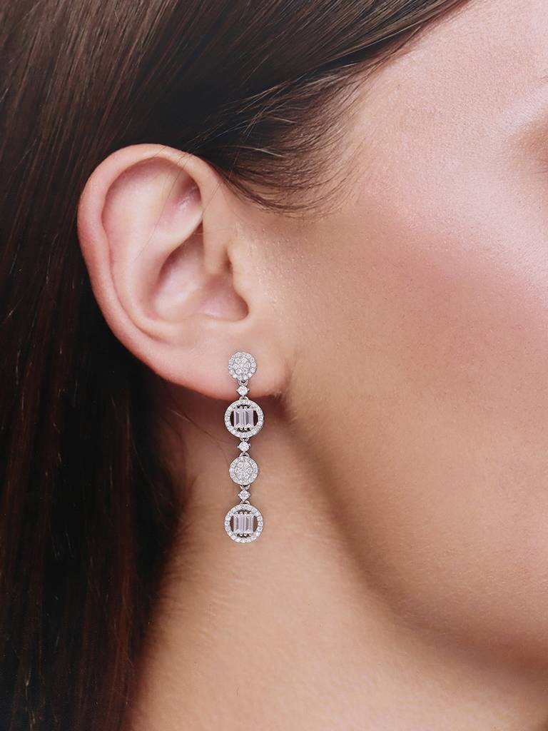 Sterling Silver Circled Succession Dangler Earrings : ERDN111-S-NA