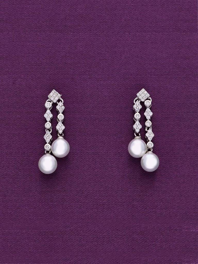 Sterling Silver Twin Pearl Drop Earrings : ERDN115-S-NA