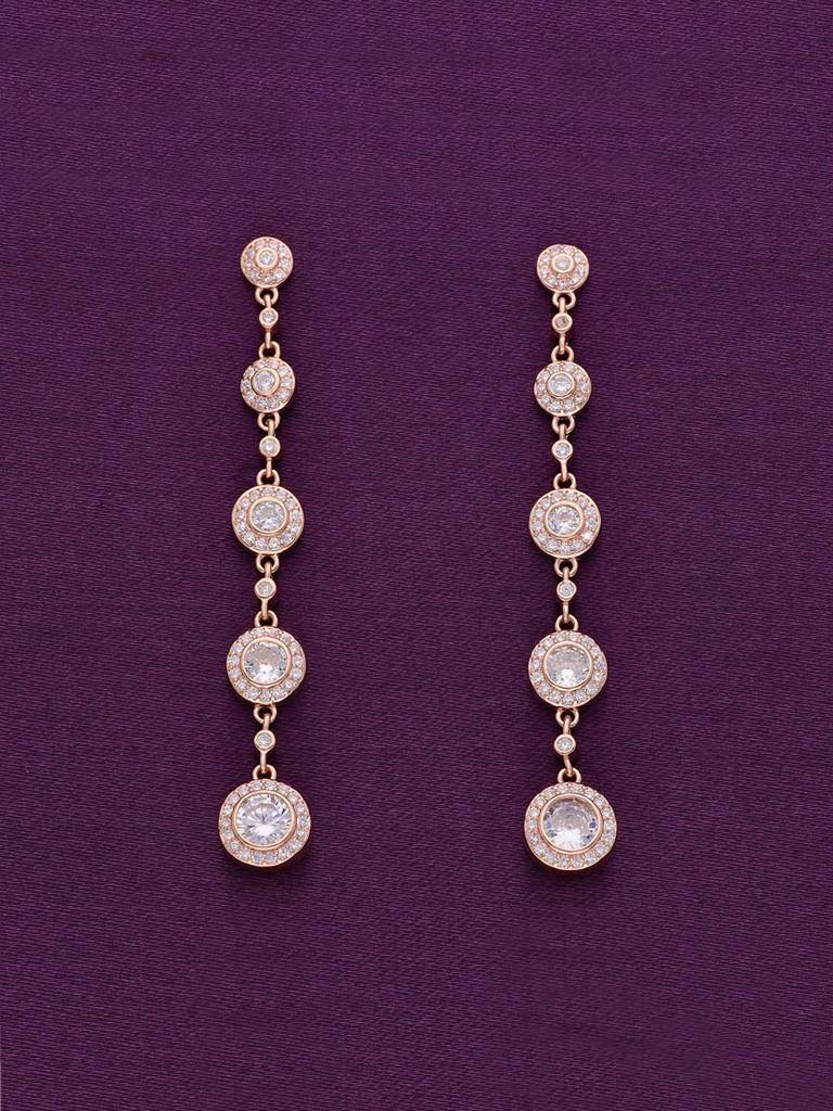 Sterling Silver Rose Gold Charming Circles Dangler Earrings : ERDN118-RG-NA