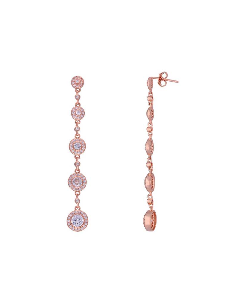 Sterling Silver Rose Gold Charming Circles Dangler Earrings : ERDN118-RG-NA