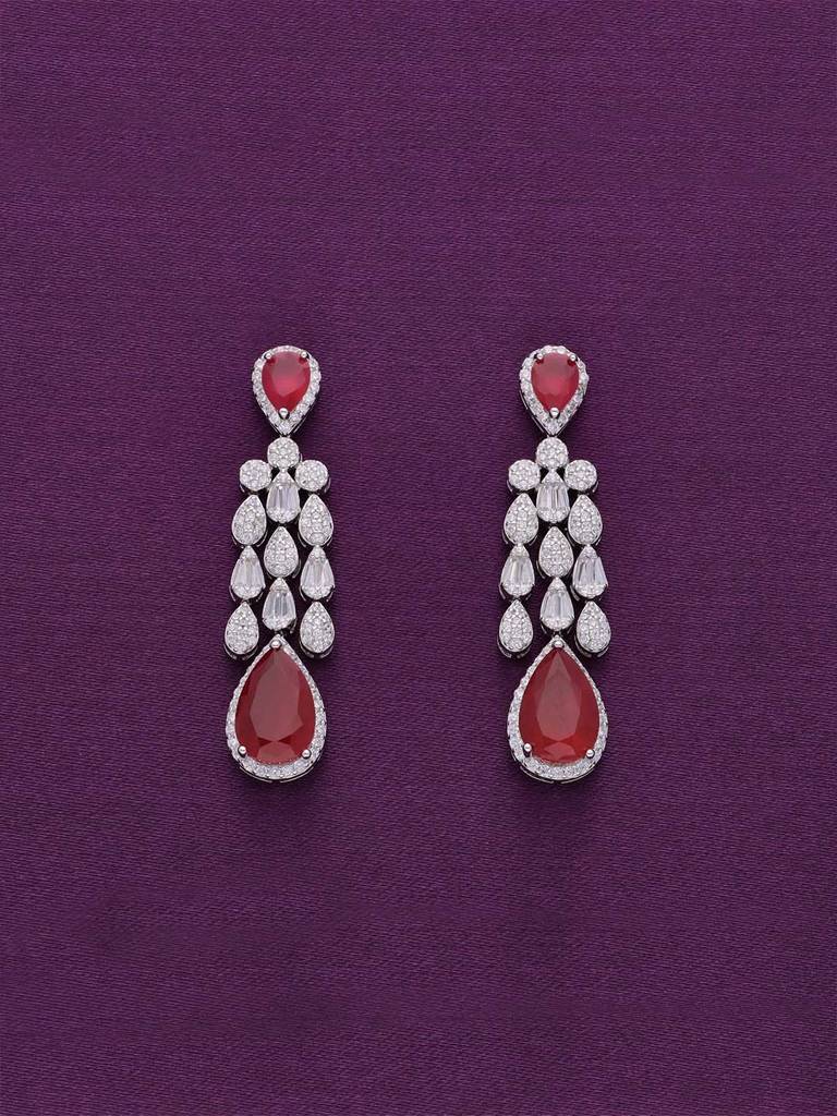 Sterling Silver Ravishing Pink & White Teardrops Dangler Earrings : ERDN119-S-NA