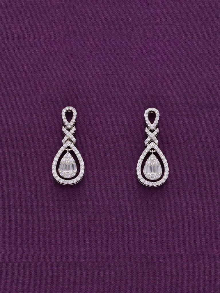 Sterling Silver Classic Crystal Drops Dangler Earrings : ERDN127-S-NA