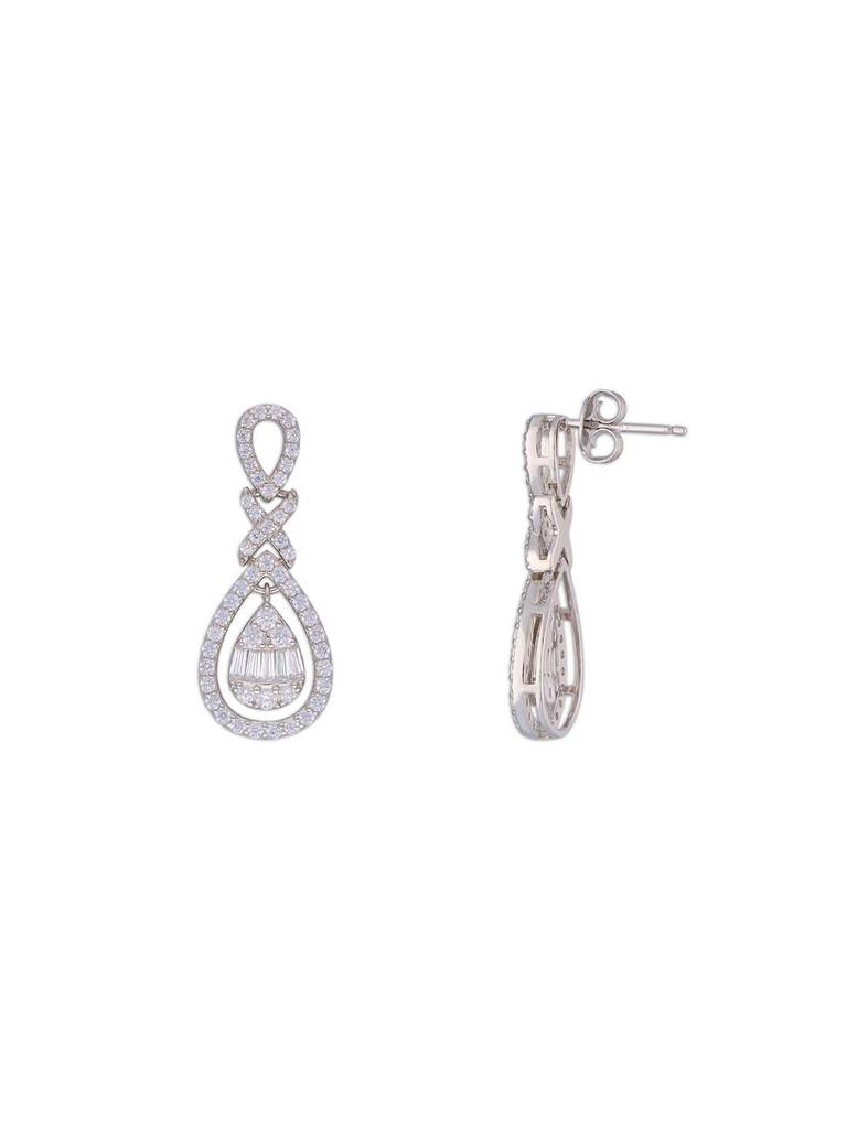 Sterling Silver Classic Crystal Drops Dangler Earrings : ERDN127-S-NA