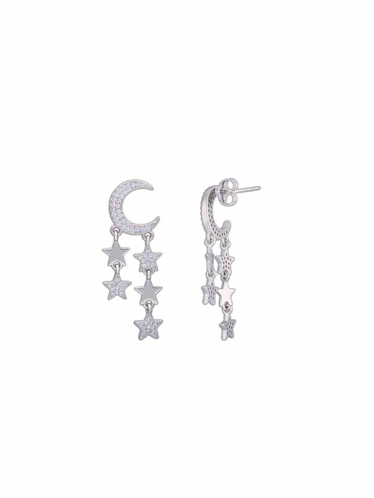 Sterling Silver Luna Stars Dangler Earrings : ERDN139-S-NA