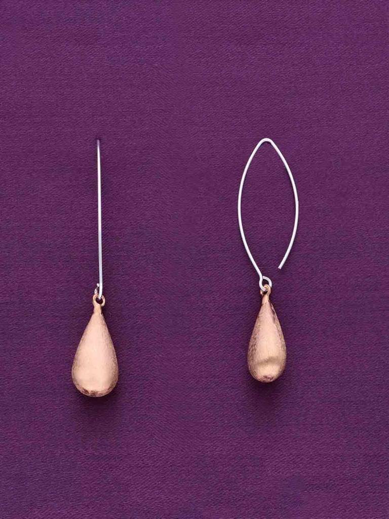 Sterling Silver Rose Gold Sparkling Spheres Dangler Earrings : ERDN158-RG-NA