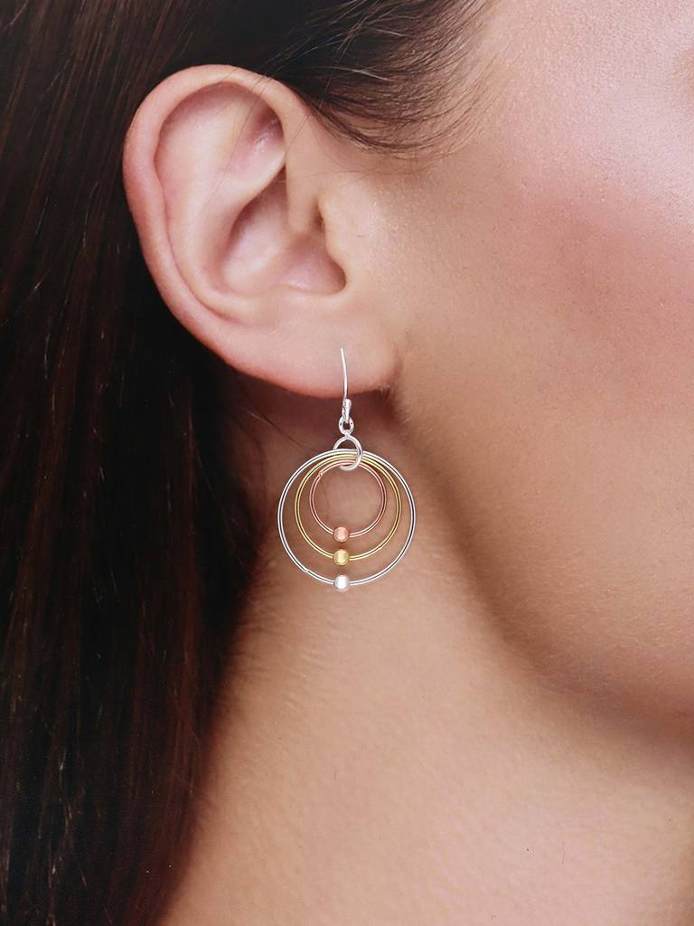 Sterling Silver Multi Hoops Dangler Earrings : ERDN159-SRGG-NA