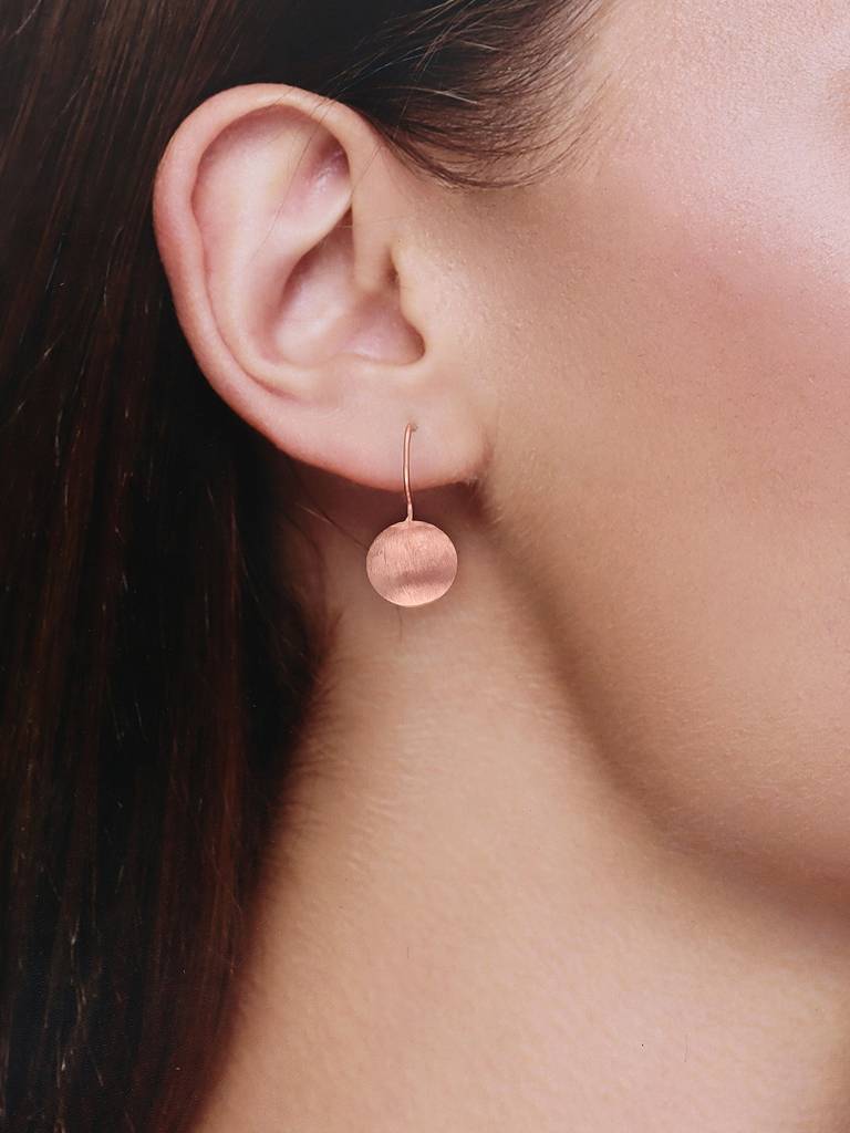 Sterling Silver Rose Gold Casual Circular Drop Earrings : ERDN161-RG-NA