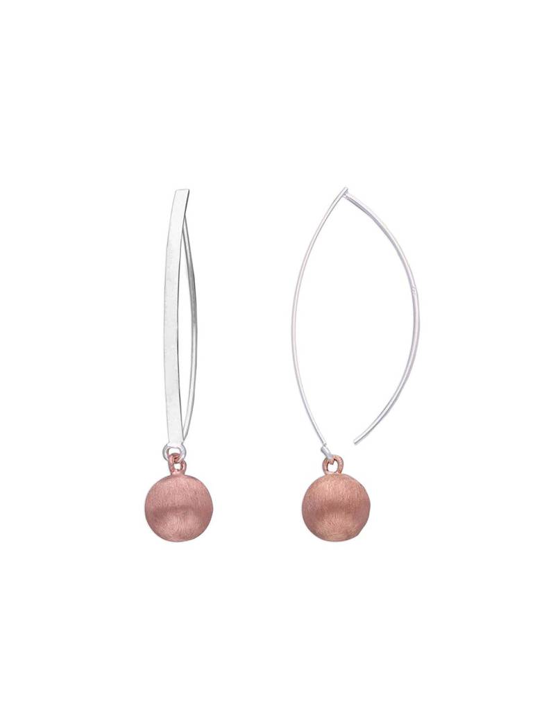 Sterling Silver Rose Gold Shiny Spheres Dangler Earrings : ERDN167-RG-NA