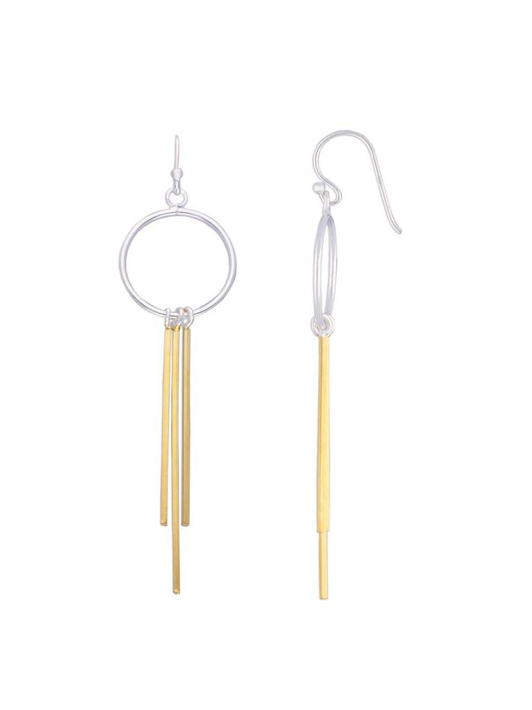 Sterling Silver Fabulous Fringes Gold Dangler Earrings : ERDN169-SG-NA