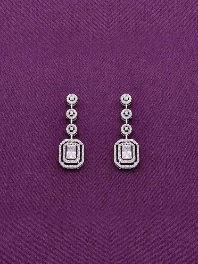 Sterling Silver Sparkling Diva Zircon Studded Dangler Earrings : ERDN192-S-NA