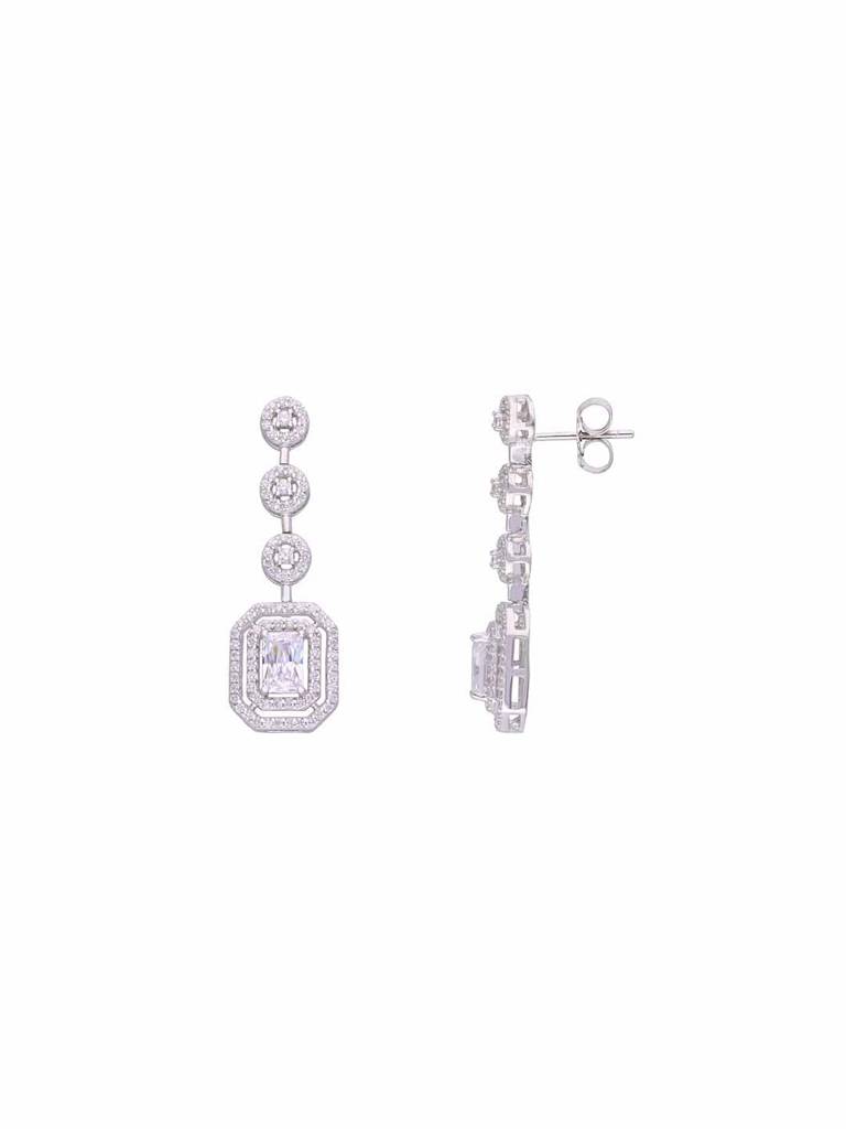 Sterling Silver Sparkling Diva Zircon Studded Dangler Earrings : ERDN192-S-NA