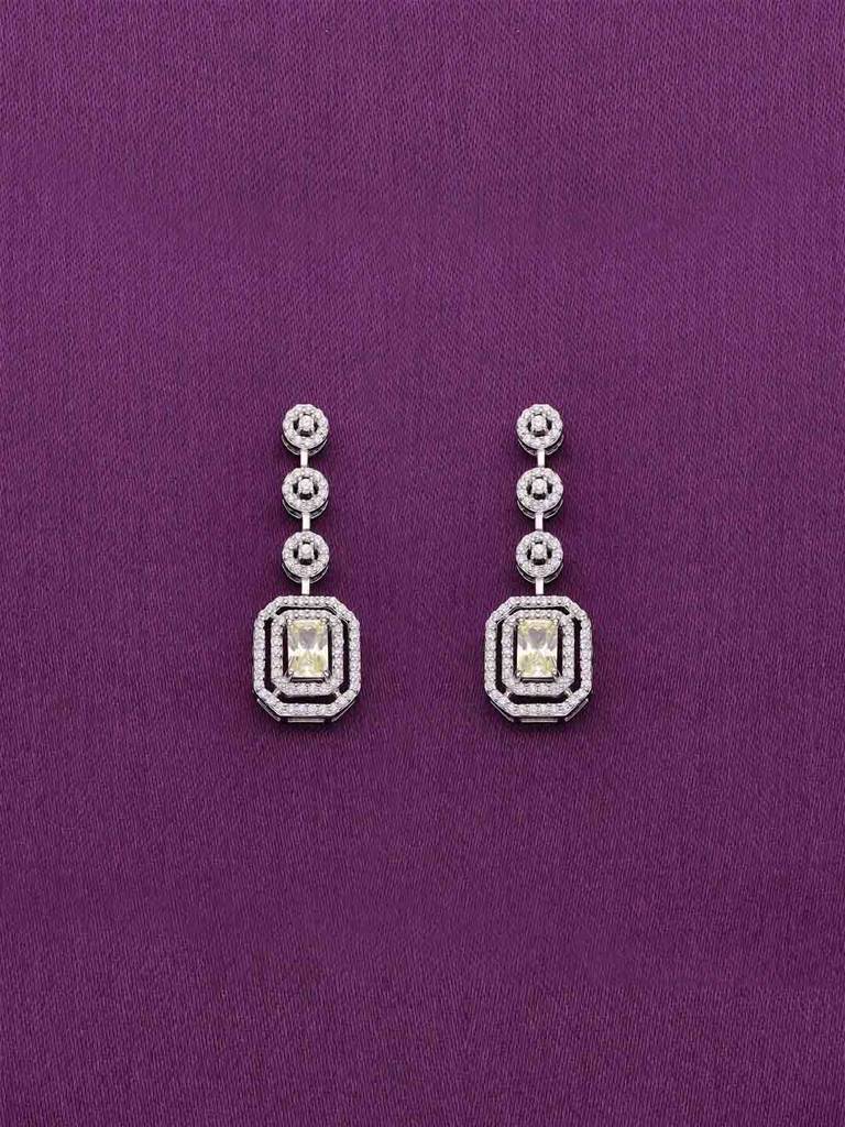 Sterling Silver Sparkling Diva Yellow Zircon Studded Dangler Earrings : ERDN194-S-NA
