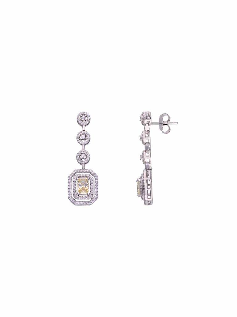 Sterling Silver Sparkling Diva Yellow Zircon Studded Dangler Earrings : ERDN194-S-NA