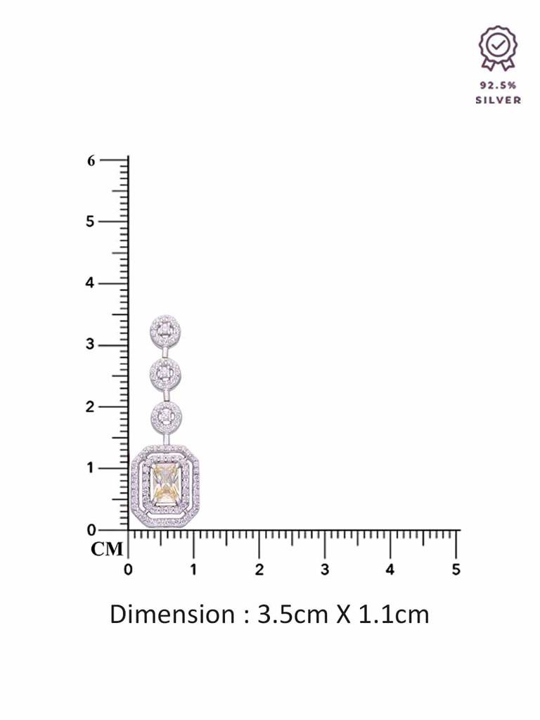 Sterling Silver Sparkling Diva Yellow Zircon Studded Dangler Earrings : ERDN194-S-NA