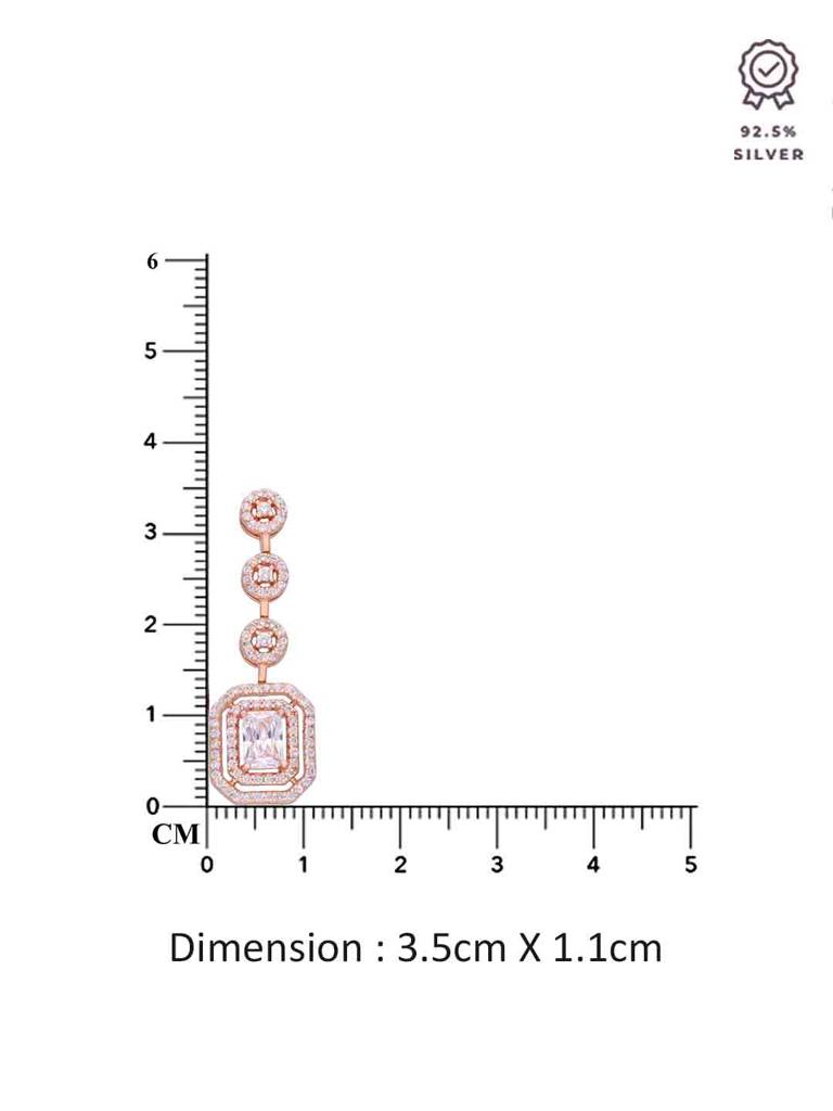 Sterling Silver Rose Gold Sparkling Diva Zircon Studded Dangler Earrings : ERDN195-RG-NA