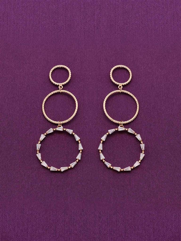 Sterling Silver Rose Gold Dazzling Drop Dangler Earrings : ERDN208-RG-NA