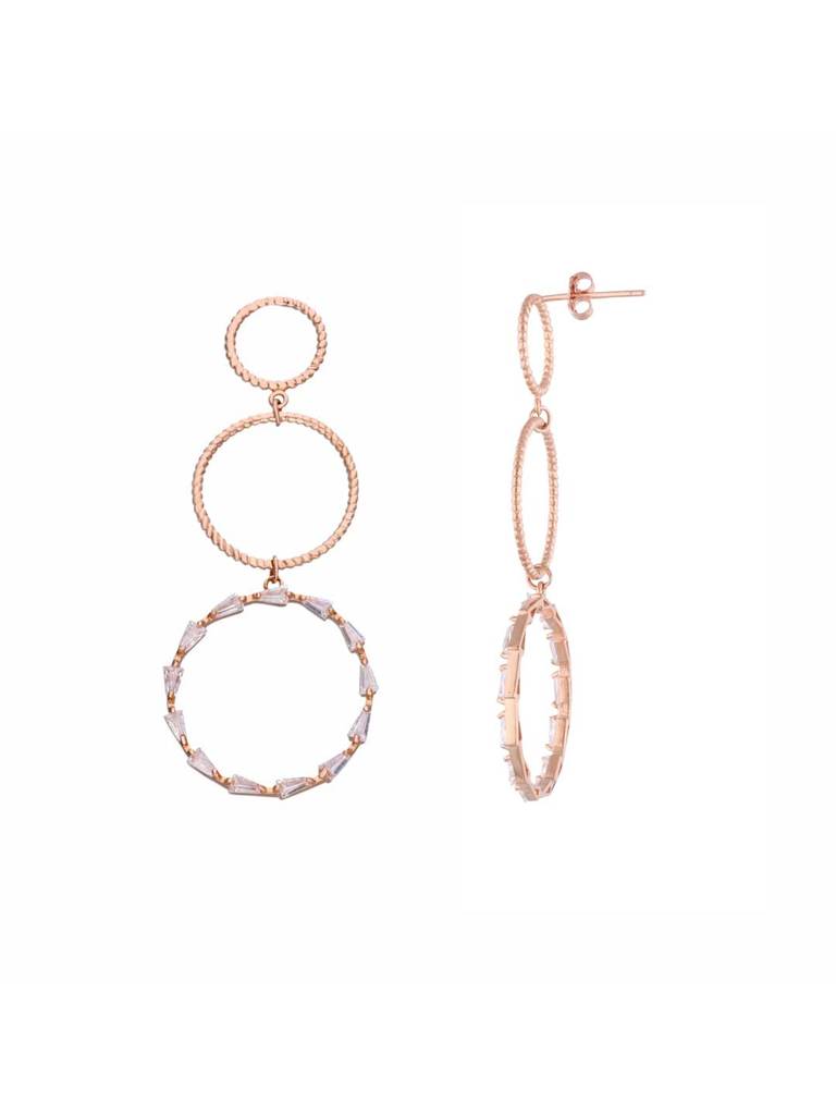 Sterling Silver Rose Gold Dazzling Drop Dangler Earrings : ERDN208-RG-NA