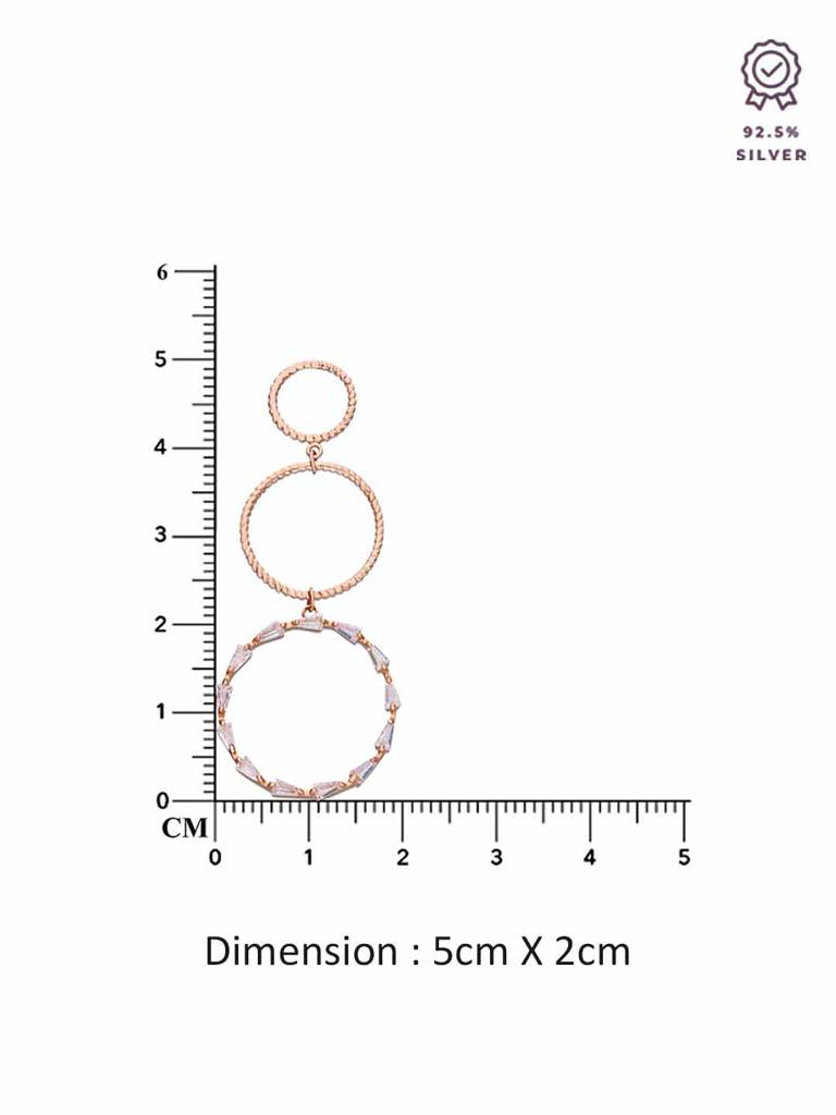 Sterling Silver Rose Gold Dazzling Drop Dangler Earrings : ERDN208-RG-NA