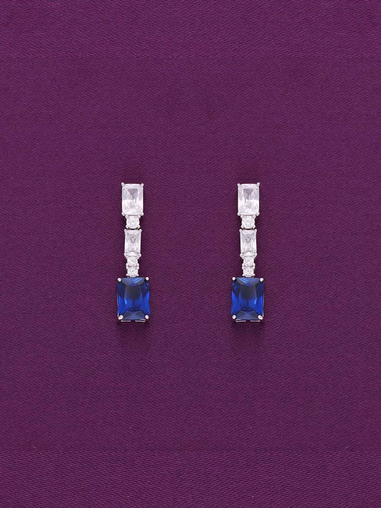 Sterling Silver Chic Blue Zircon Dangler Earrings : ERDN224-S-NA