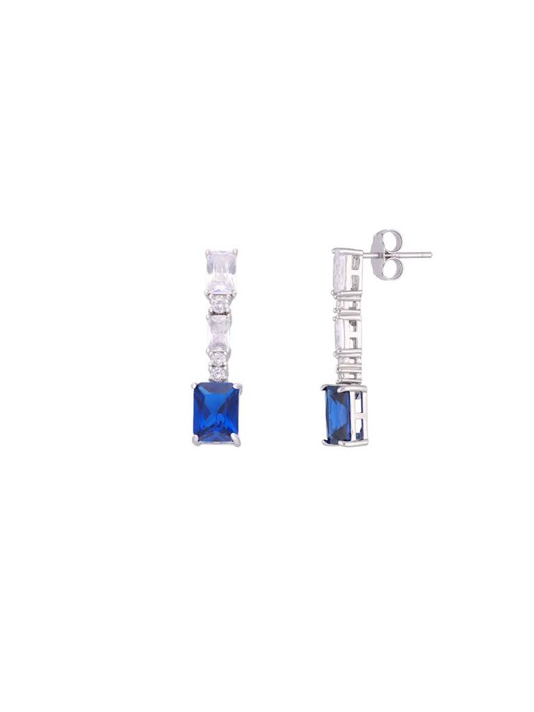 Sterling Silver Chic Blue Zircon Dangler Earrings : ERDN224-S-NA