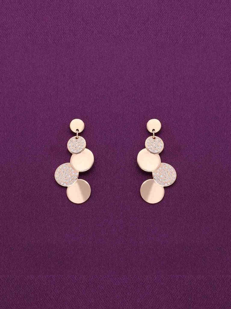 Sterling Silver Rose Gold Elegant Circles Party Earrings : ERDN82-RG-NA