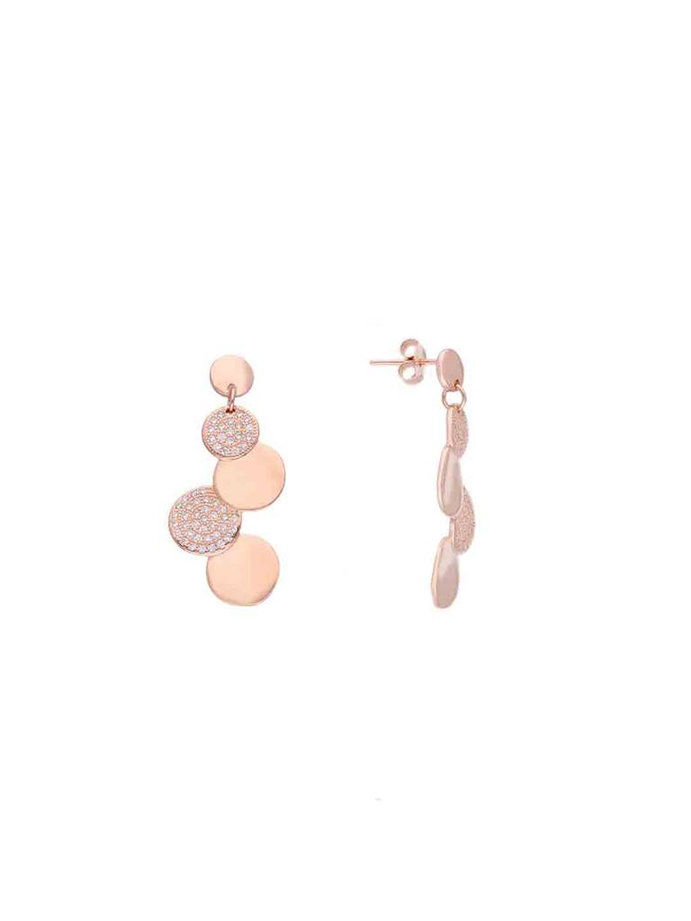 Sterling Silver Rose Gold Elegant Circles Party Earrings : ERDN82-RG-NA