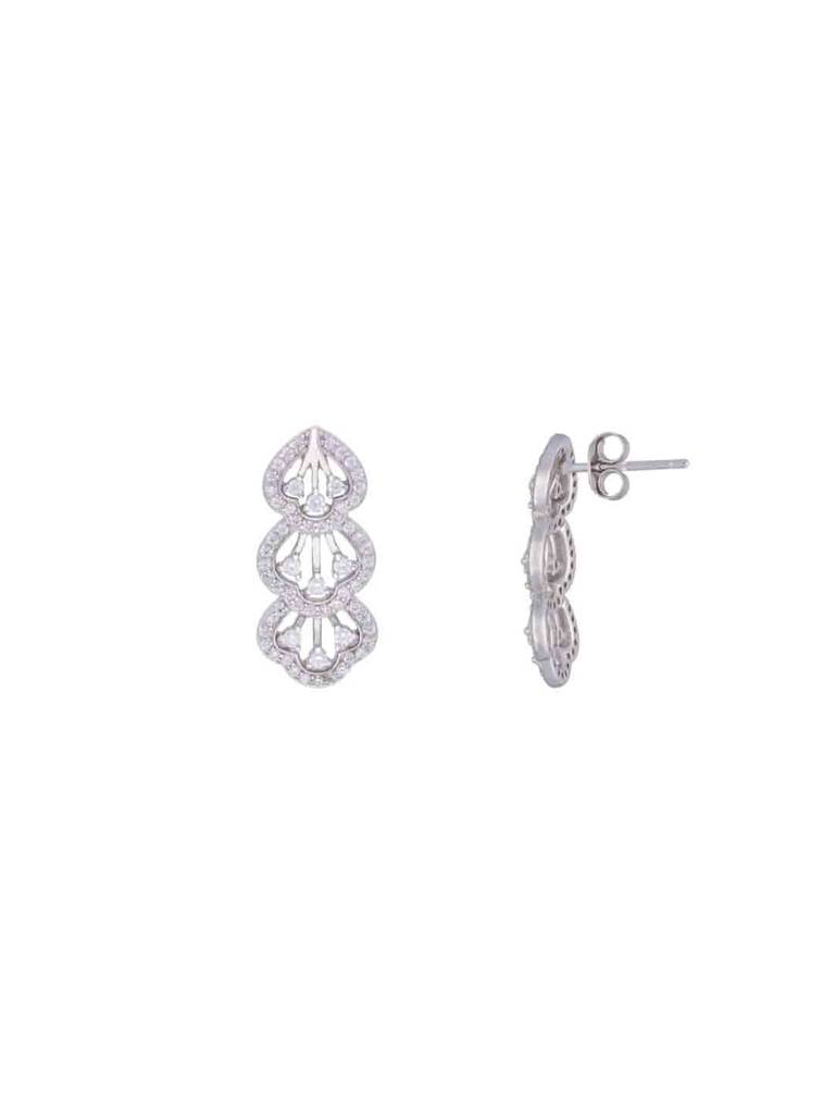 Sterling Silver Trendy Teardrops Zirconia Drop Earrings : ERDR15-S-NA