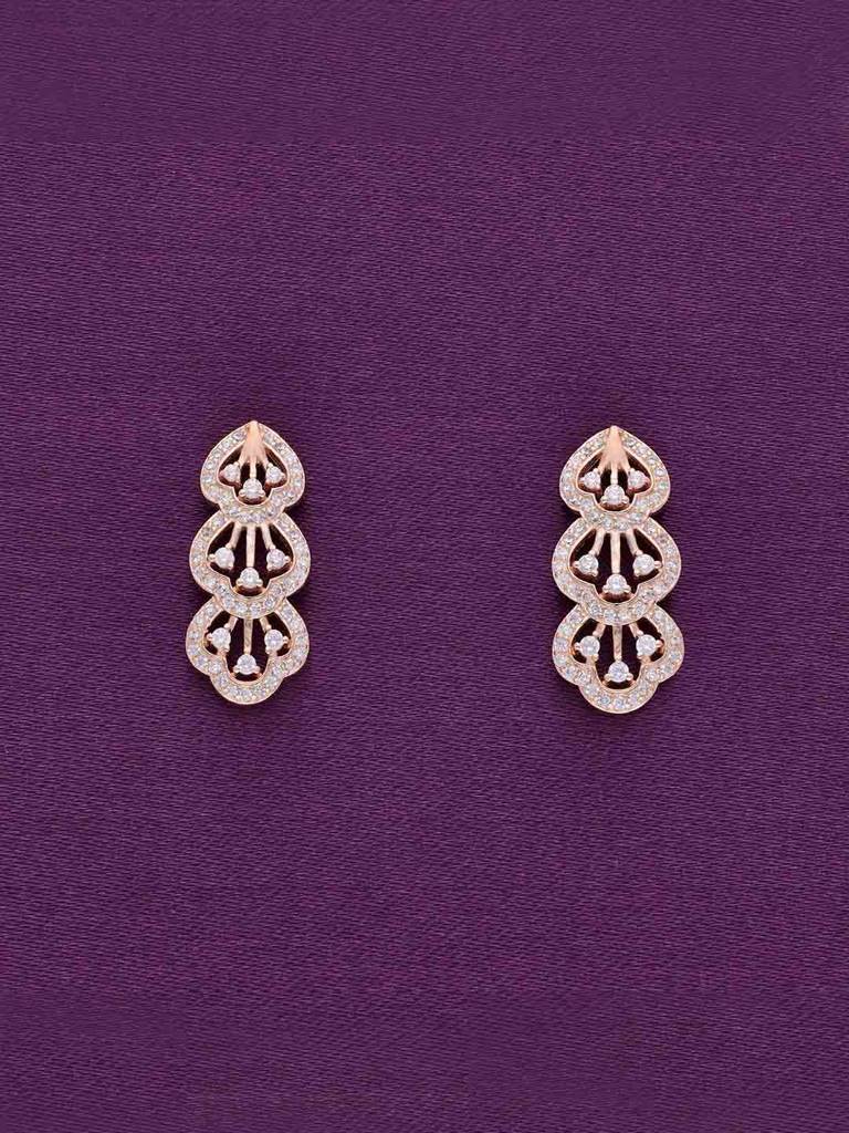 Sterling Silver Rose Gold Trendy Teardrops Zirconia Drop Earrings : ERDR16-RG-NA