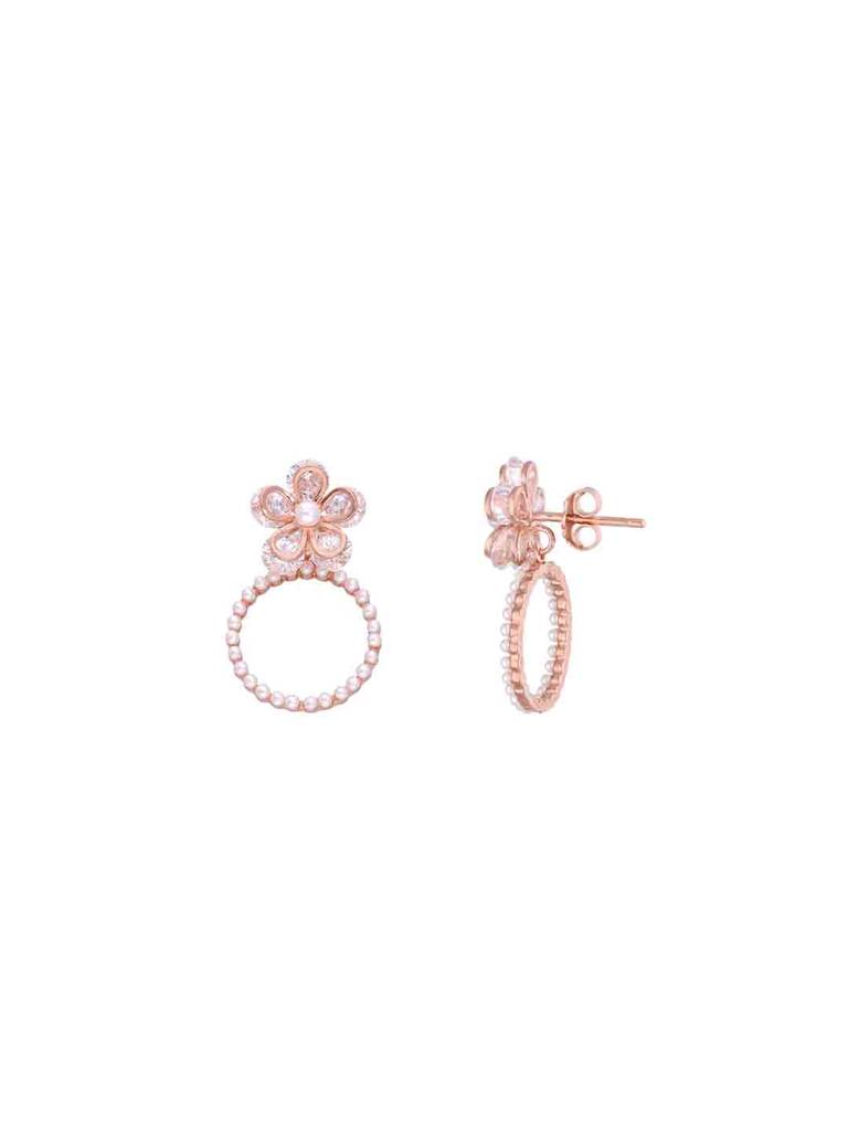 Sterling Silver Rose Gold Argent Elegance Floral Drop Earrings : ERDR170-RG-NA