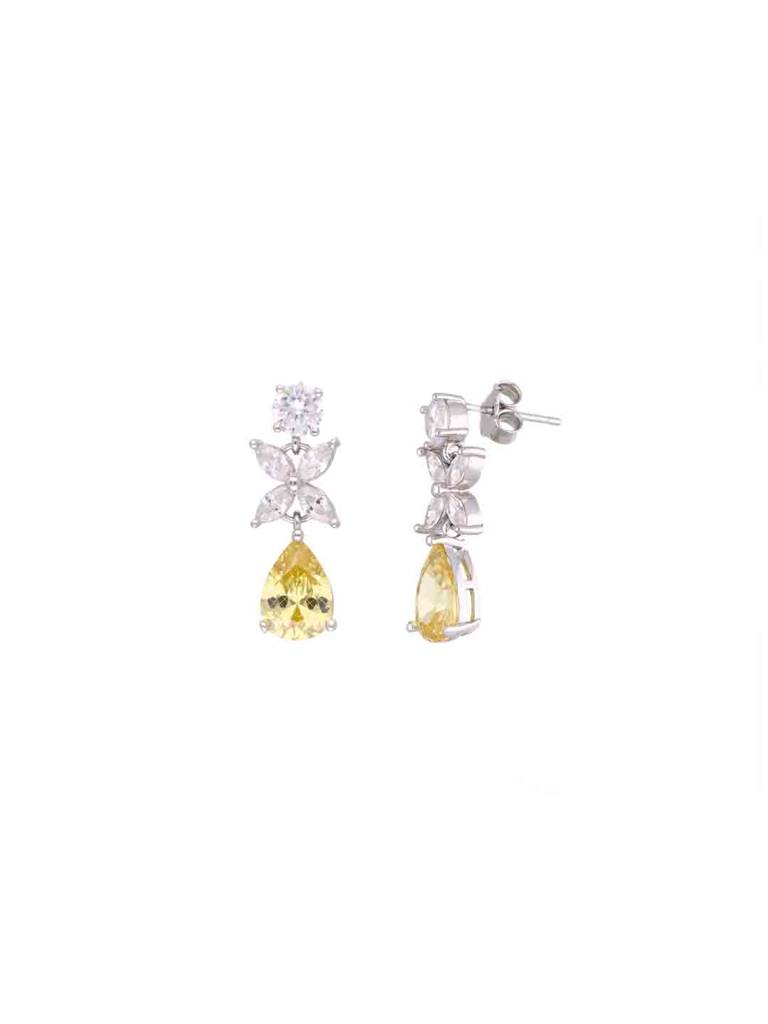 Sterling Silver Argent Yellow Drops Dangler Earrings : ERDR178-S-NA