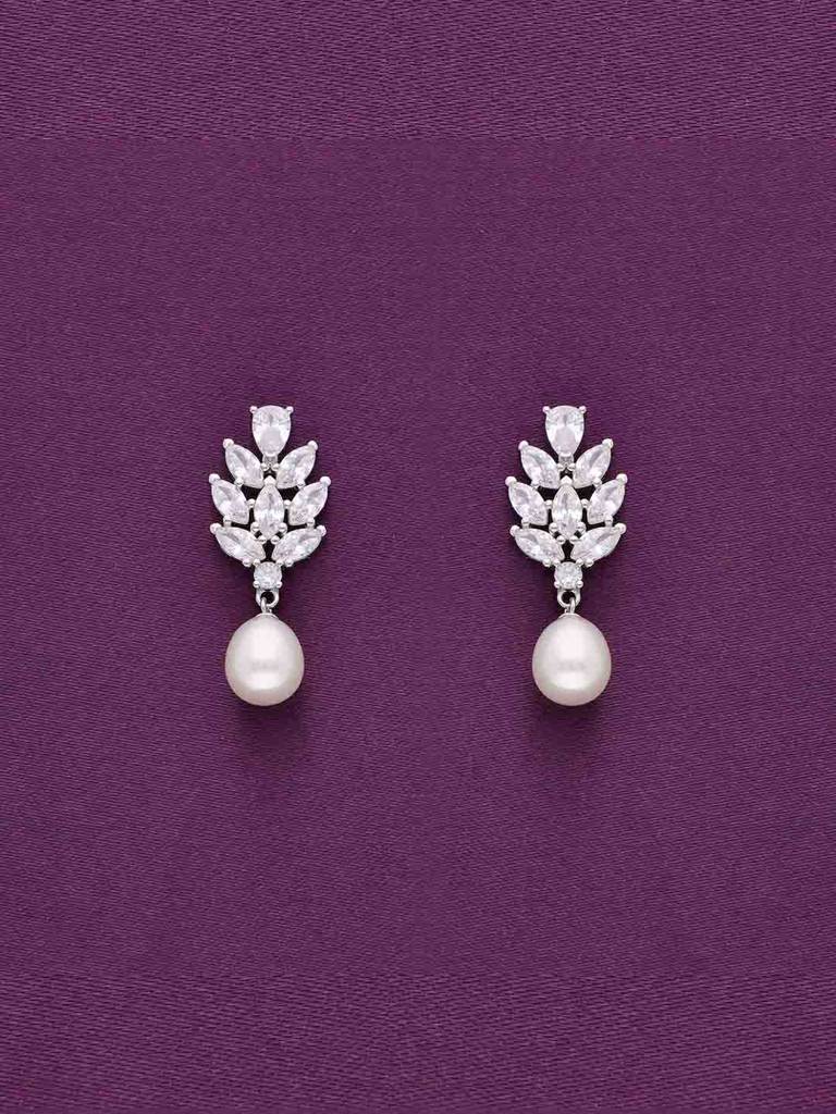 Sterling Silver Stylish Pearl Drop Earrings : ERDR181-S-NA