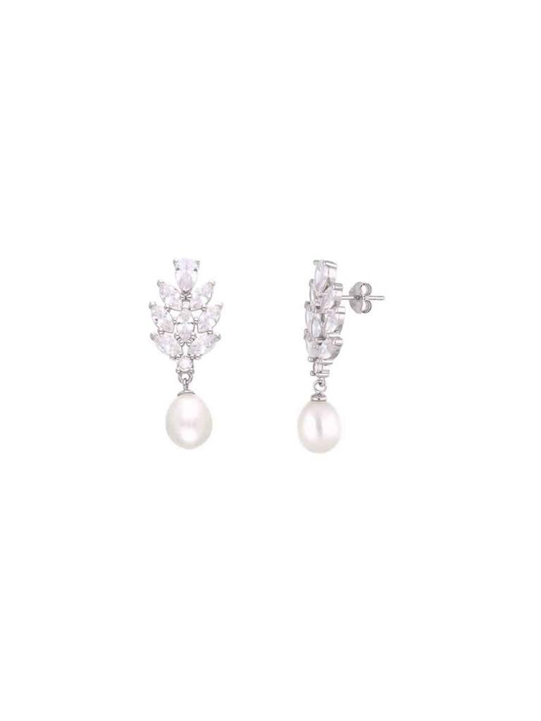 Sterling Silver Stylish Pearl Drop Earrings : ERDR181-S-NA