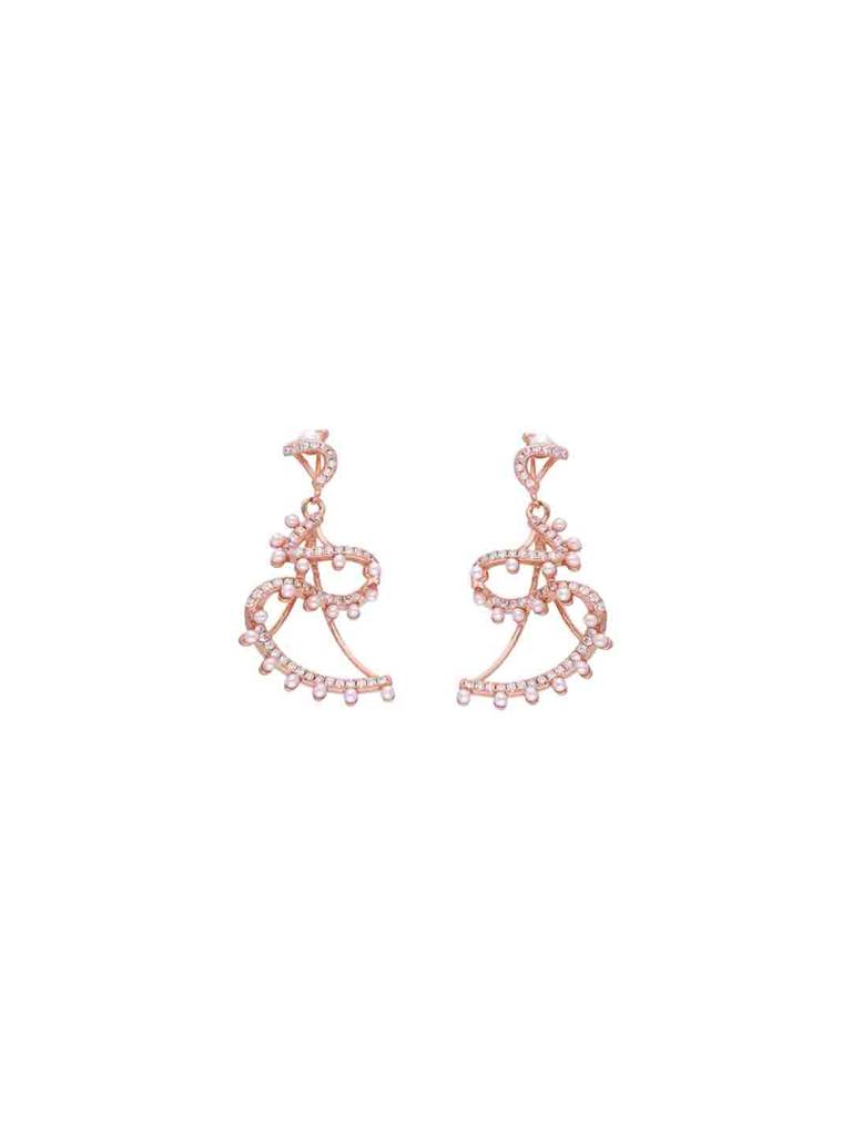Sterling Silver Chic Pearl Swirl Drop Earrings : ERDR186-RG-NA