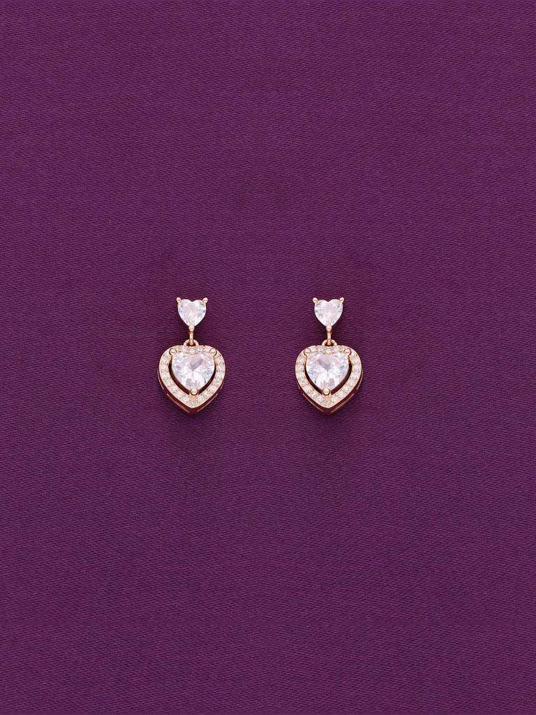 Sterling Silver Heart Solitaire Drop Earrings : ERDR187-RG-NA